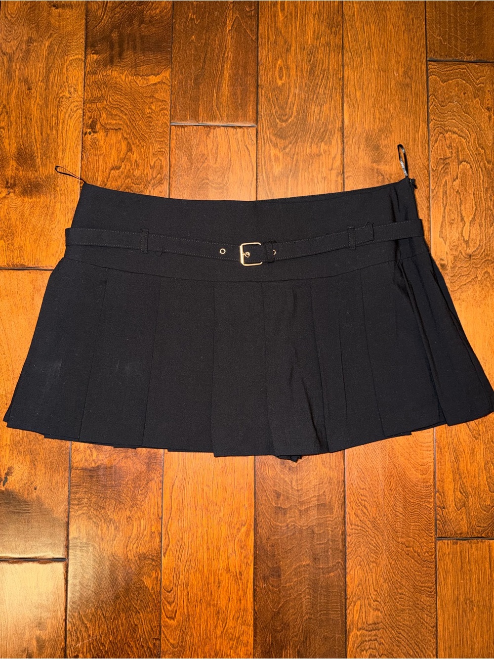 Zara Black Pleated Mini Skort with Slim Belt